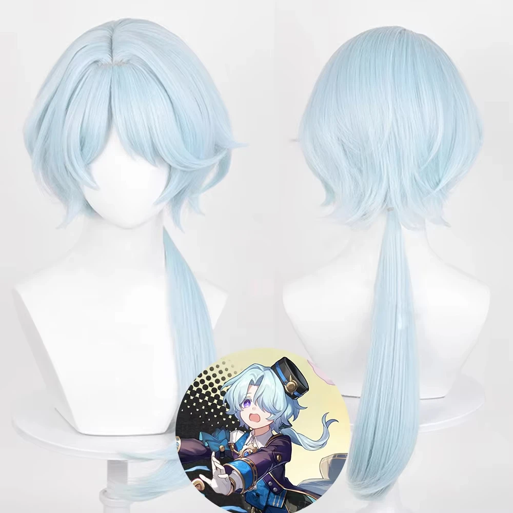 

RANYU Women Wig Synthetic Straight Long Blue Game Cosplay Hair Heat Resistant Wig for Party