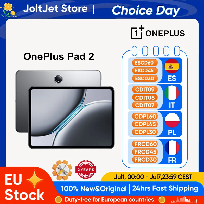 OnePlus Pad 2 Snapdragon 8 Gen 3 16GB+512GB Speicher 12,1'' 144Hz Display 67W SUPERVOOC 13MP Kamera Android OS 14.1 2024 Tablet