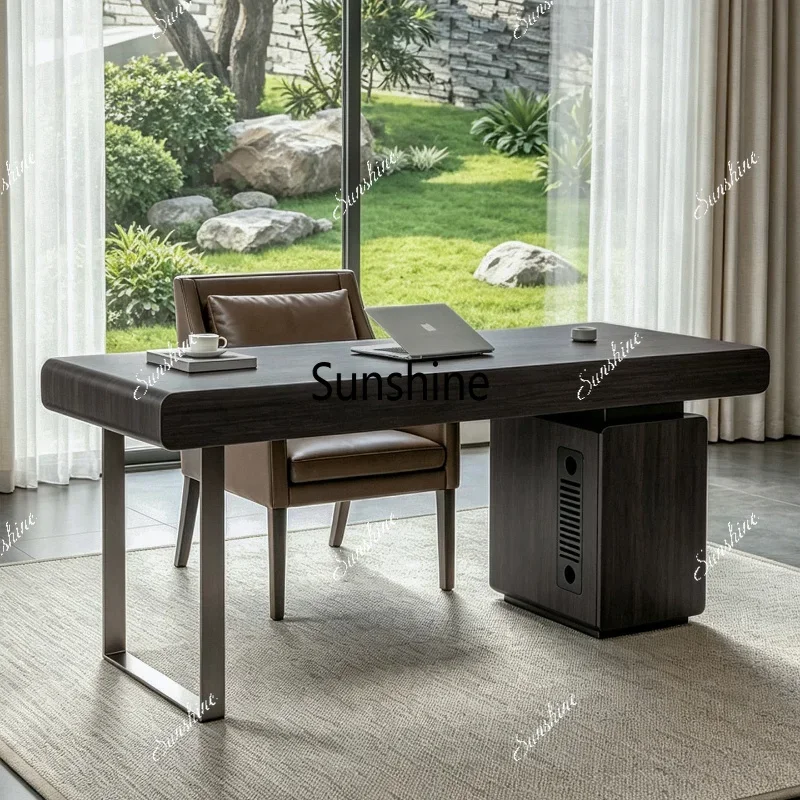 Italian desk solid wood household small apartment living room light luxury modern hidden cabinetTJ