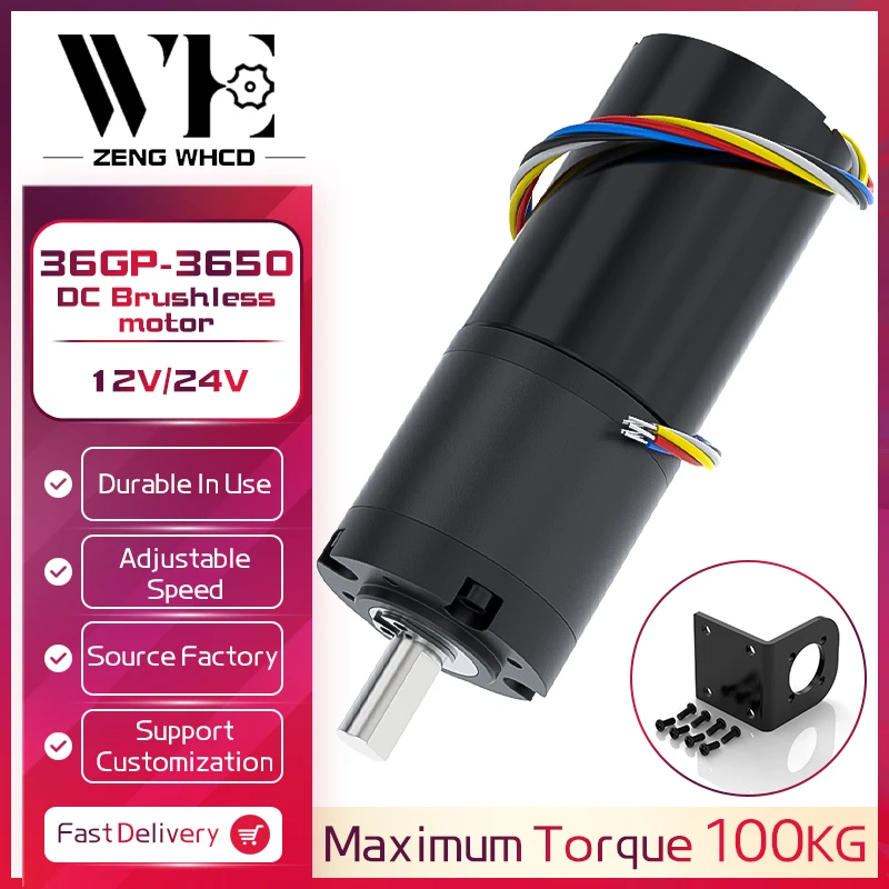 36gp-3650 Micro Dc Tandwielmotor 12V 24V Vooruit En Achteruit Instelbare Snelheid 11prm ~ 2160prm Borstelloze Planetaire Versnelling Hoog Koppel