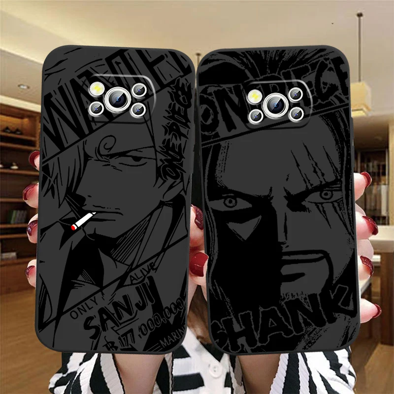 

One Piece Comic Art Cool For Xiaomi Mi Poco F5 F4 F3 X6 X5 X4 X3 M6 M5 M5S M4 M3 C65 Pro GT NFC 5G Black Funda Phone Case