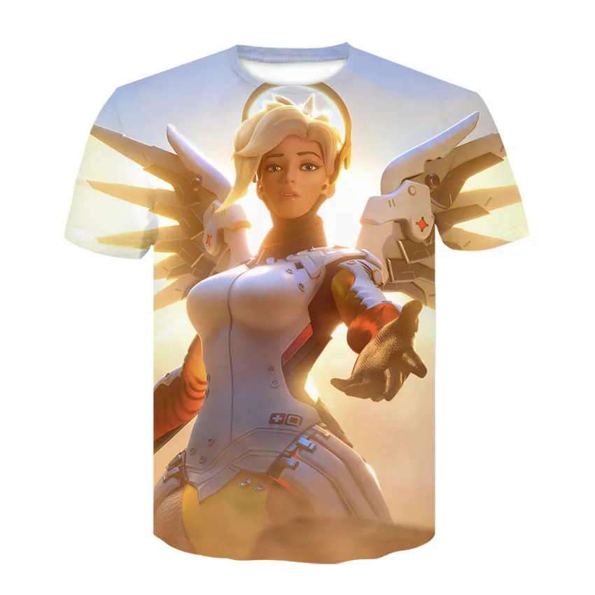 2023 New Digital Printing Casual Short Sleeve Overwatch 3D Printed T Shirt Men Women Round Neck Short Sleeve Fashion T-shirt