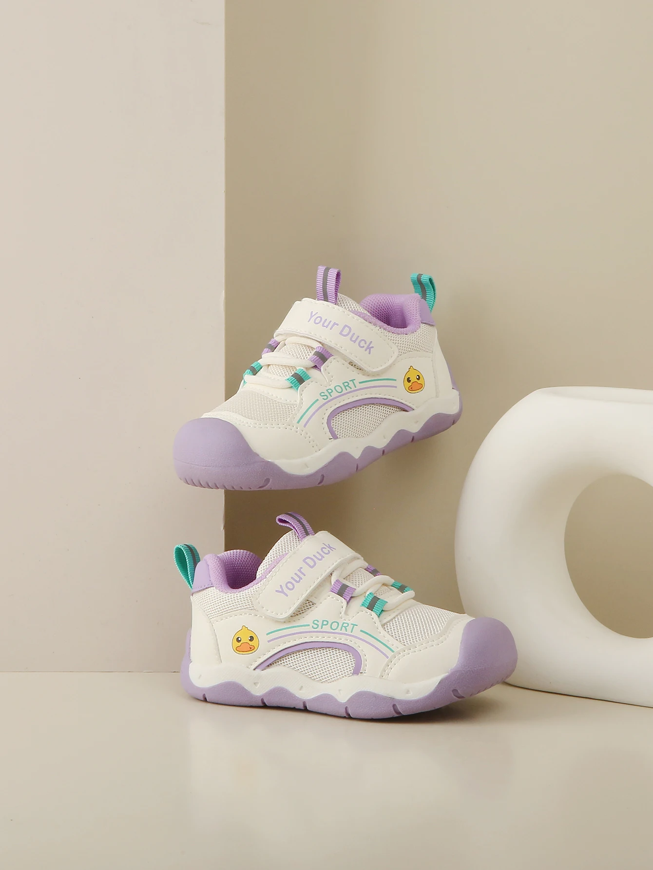 COMFY KIDS Toddler Little Duck Mesh Breathable First Walking Shoes for Girls, Hook-and-Loop Toe-Cap Protection Soft Shock-Absorb
