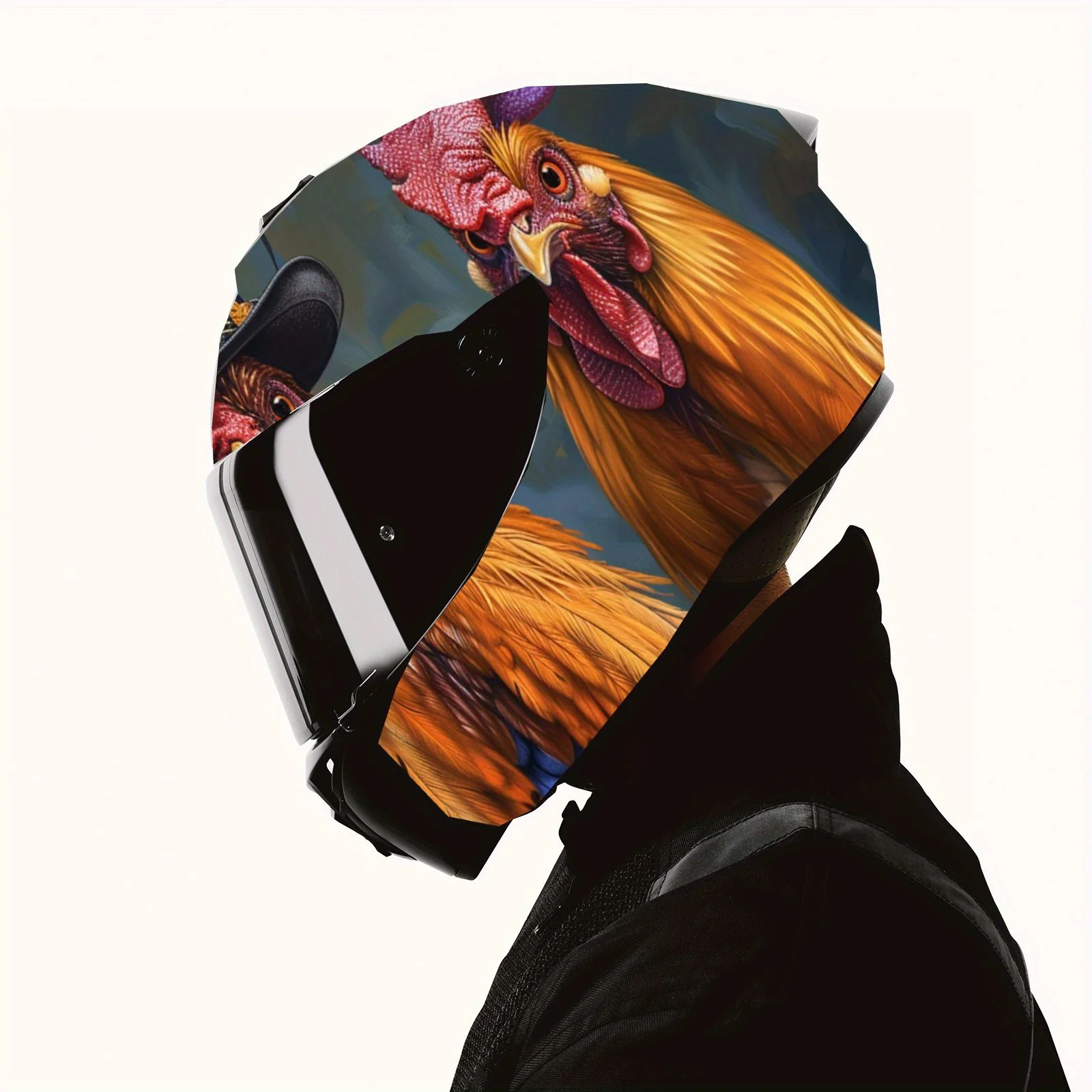 Dreamy Color - ملصق لف من الفينيل لخوذة الوجه بالكامل على شكل مجموعة الديك، مادة PVC متينة، ملصق رسم فني جمالي #4