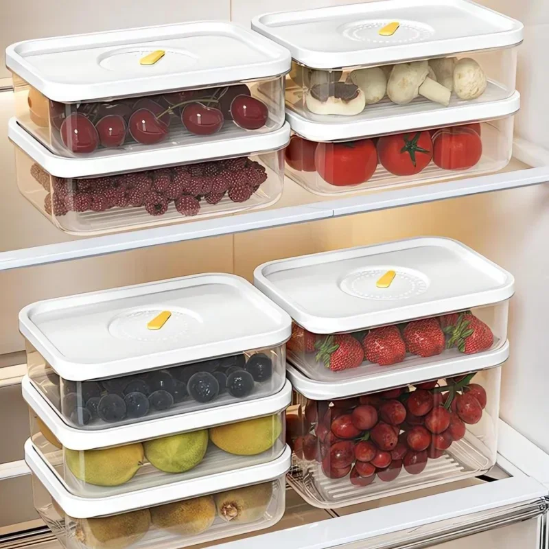 6PCS Thickened Storage Boxes Refrigerator Frozen Meat Dispenser Food Grade Crisper Food Seal Timing Box Kitchen Storage Supplies