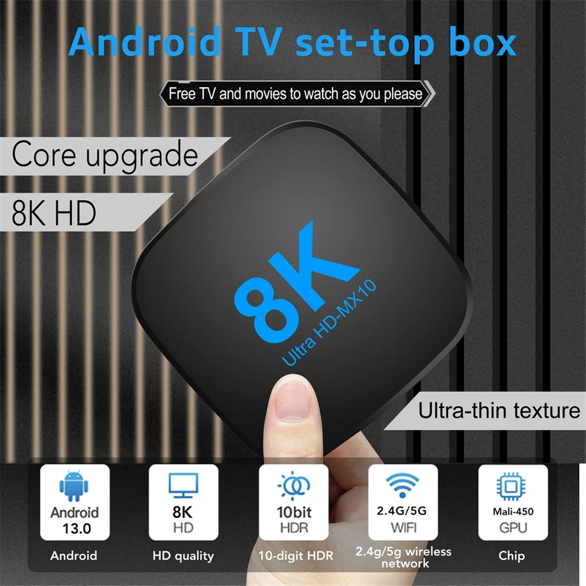 A56XQ For Android 13 TV Box RK3528 with TV Apps Dual Wifi 5G Support 8K 4K Video BT5.0 Media Player Set Top Box 2G+16G EU Plug