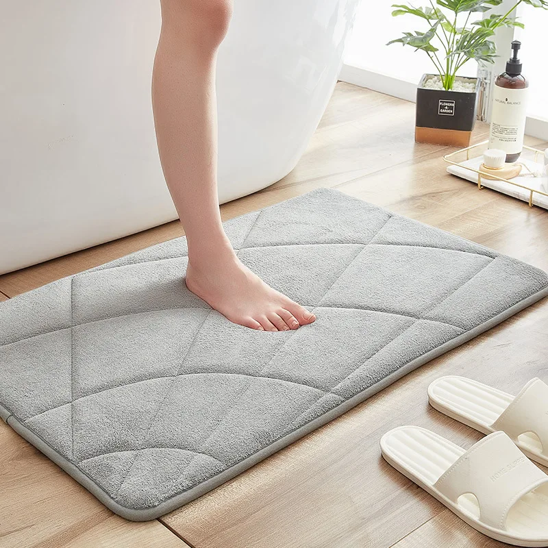 Olanly Memory Foam Bathroom Mat Absorbent Shower Bath Mat Non-slip Bathroom Carpet Quick Dry Floor Rug Soft Bedroom Foot Pad