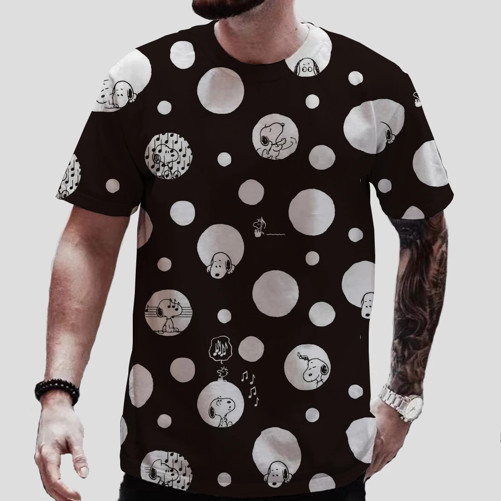 Vintage Men T-shirts Fun Snoopy print Crew Neck Short Sleeve T Shirt For Men Oversized Tops Tee Shirt Homme Camiseta Kids Top