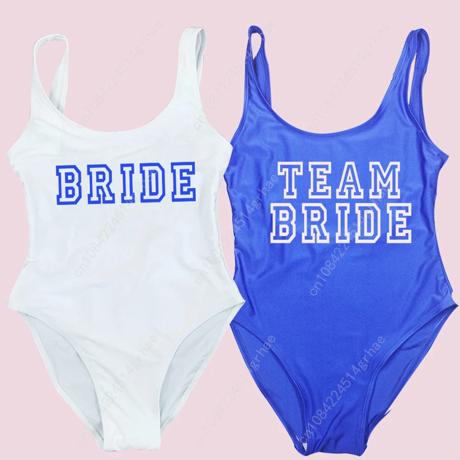 S-3XL Team Bride Swimwear One-Piece Swimsuit Squad Woman Red Black Bachelorette Party Swimsuits Beatchwear Bathing Suit 2025 New