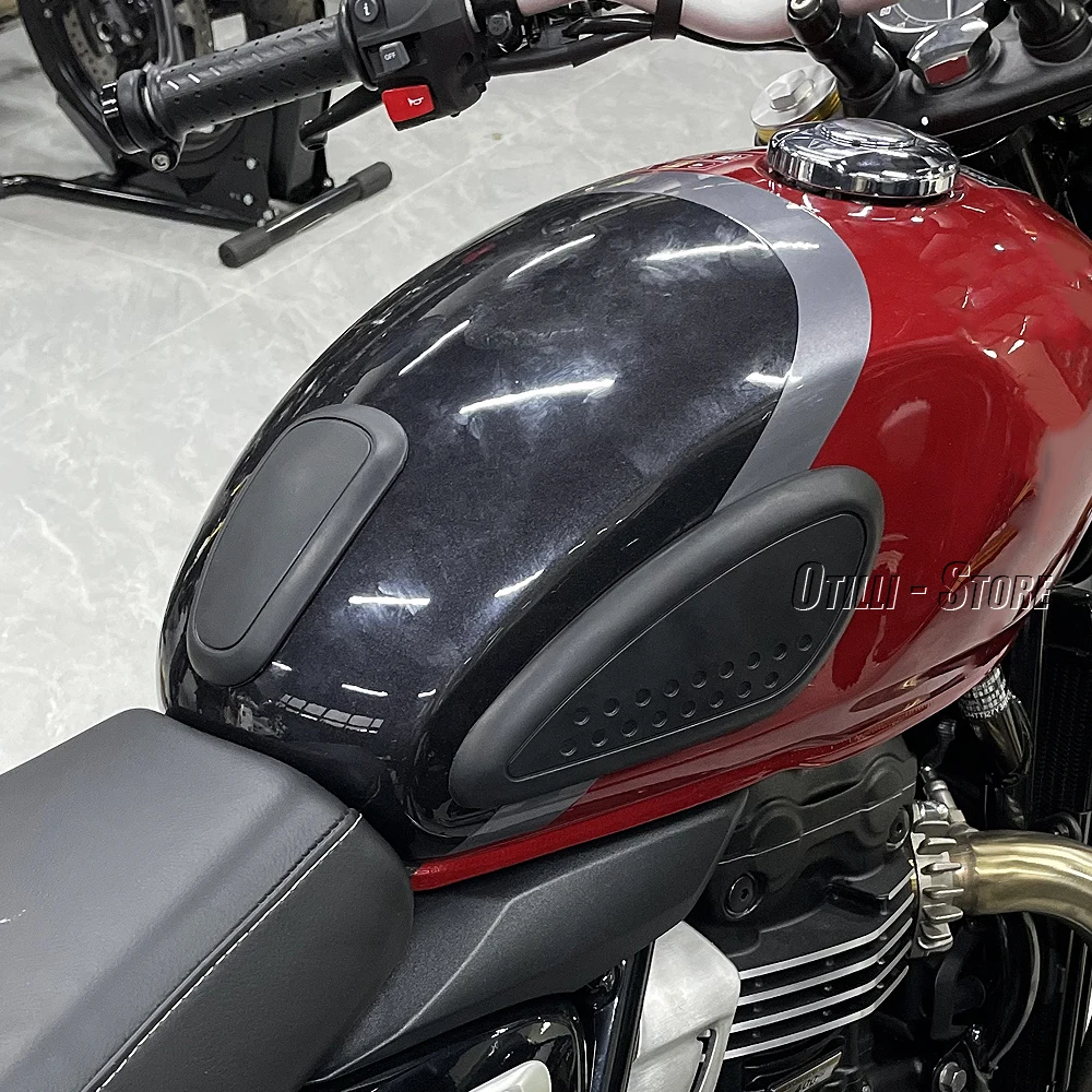 Motorrad Schwarz Kraftstoff Tank Pad Aufkleber Aufkleber Zubehör Schutz Für GESCHWINDIGKEIT Geschwindigkeit 400 Für Scrambler 400X2024 2025