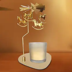 Hot Sale Metal Rotating Candle Holder Christmas Carousel Tea Light Candlestick Stand Tray for Home Wedding Party Table Decors