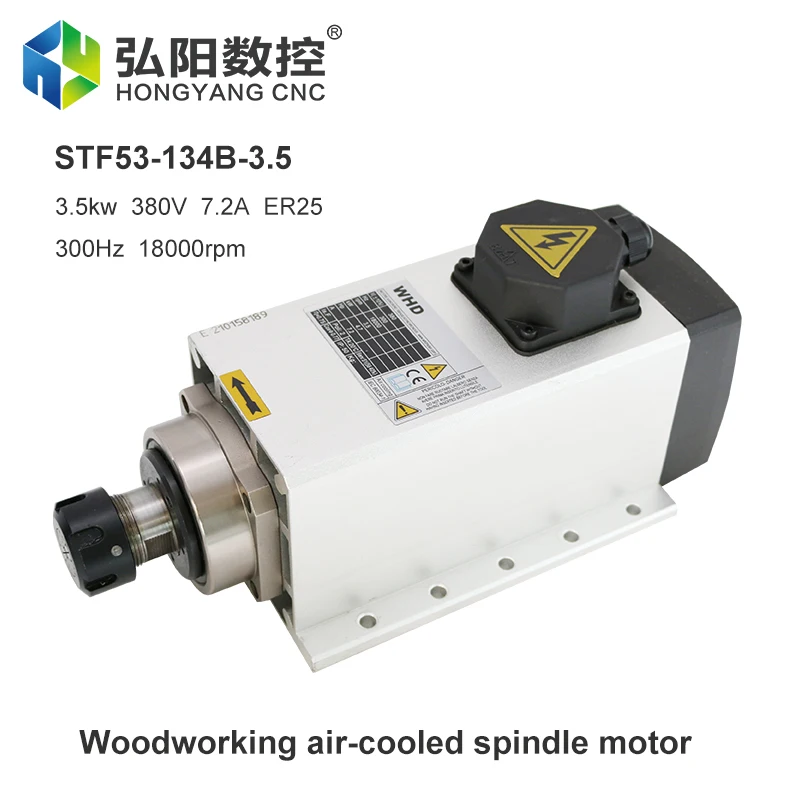 

3.5kw ER25 Air-Cooled Spindle Motor 220V 380V Square Cutting Spindle With Flange CNC Router Engraving Machine Milling Machine