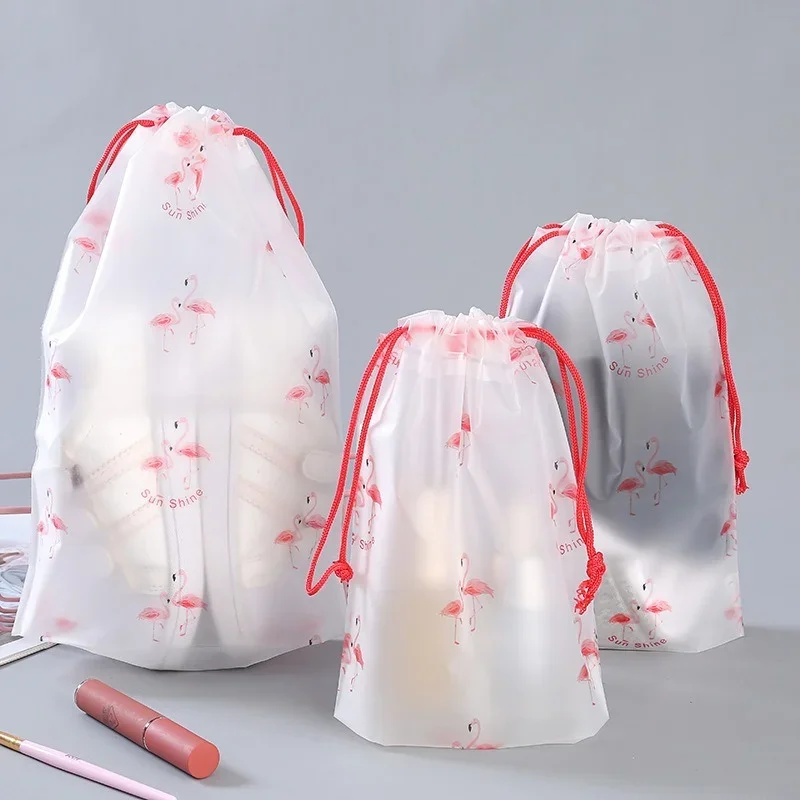 3pcs/set Cute Transparent Drawstring Swimming Bags Clear Beach Seaside Storage Bag Waterproof Dry-wet Bag Swimming Supplies