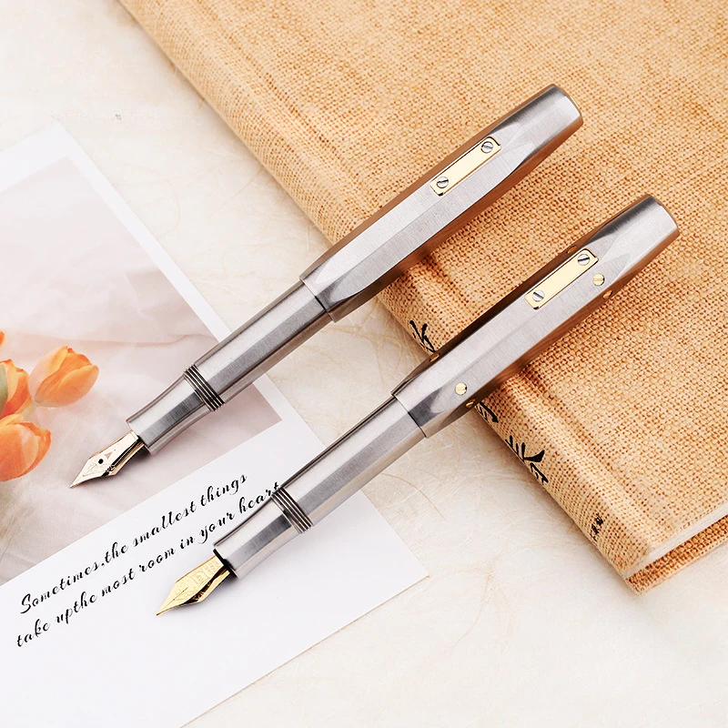 Majohn RS1 14K Fountain Pen Linglong Titanium Alloy F 0.5mm Nib Octagonal Short Steel Ink Pen Luxury Stationery Office Gift Set