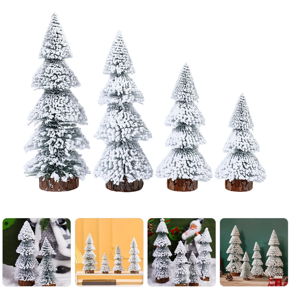 

4Pcs Miniature Christmas Trees Safe Sturdy Material Home Tabletop Decor Festive Atmosphere Holiday Decoration Miniature Trees