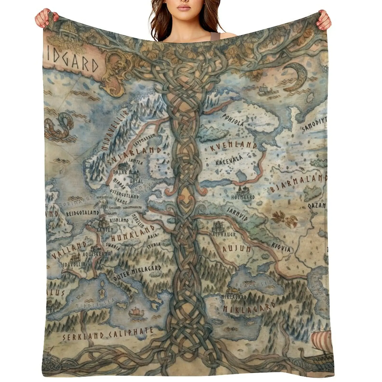 

Midgard (Gods of the Ragnarok Era) Throw Blanket Comforter Multi-Purpose anime blankets ands Blankets