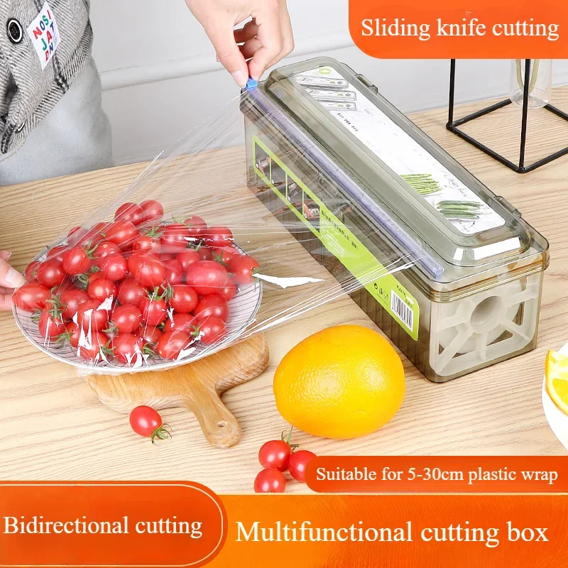 Plastic Wrap Dispenser Fixing Foil Cling Film Cutter Food Wrap Plastic Sharp Dispenser Cutter Organizer Kitchen Tool Accessories