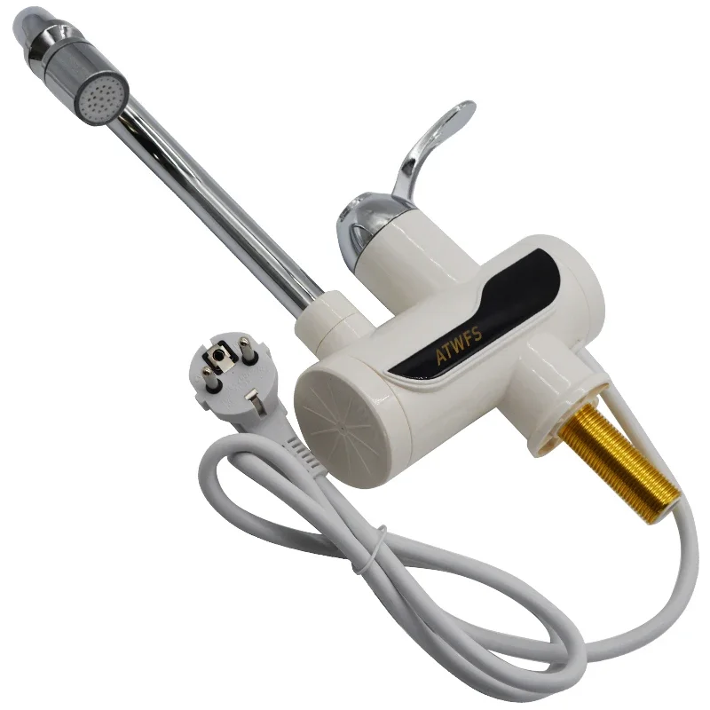 220V Tankless Instant Water Heater Electric Hot Water Faucet 3000W Heating Kitchen Tap with Temperature Display EU Plug