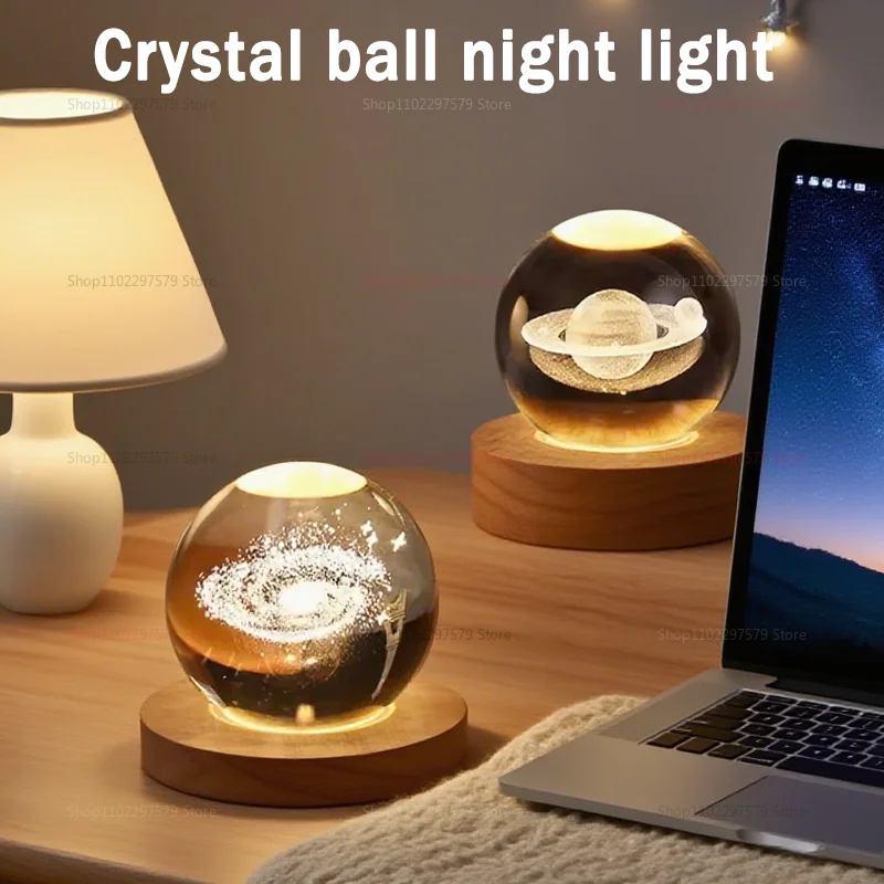 الإبداعية متوهجة كريستال الكرة سطح المكتب زخرفة السماء المرصعة بالنجوم ليلة ضوء حالمة جو هدية عيد ميلاد للأصدقاء ديكور المنزل