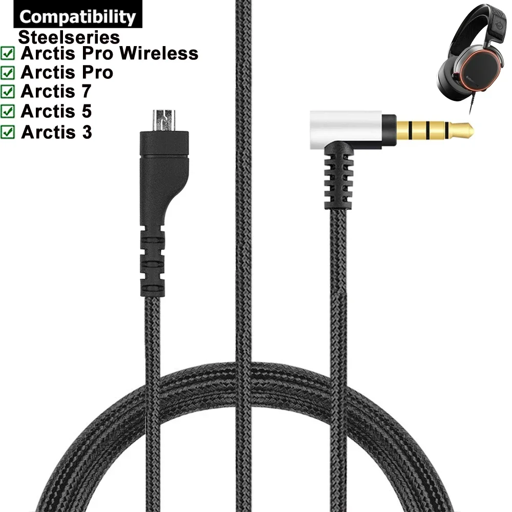 OFC Replacement Nylon Braided Cable Extension Cord for SteelSeries Arctis 3 5 7 Pro Wired Wireless Gaming Headphones Headsets