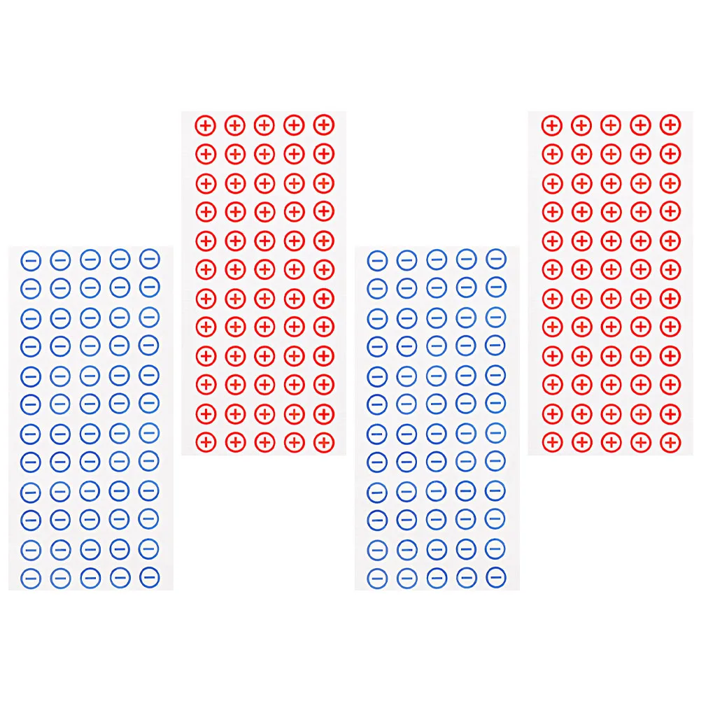 4 Sheets 12mm PVC Power Polarity Stickers Red Blue Electrode Labels Terminal Signs Car Audio DIY Tools