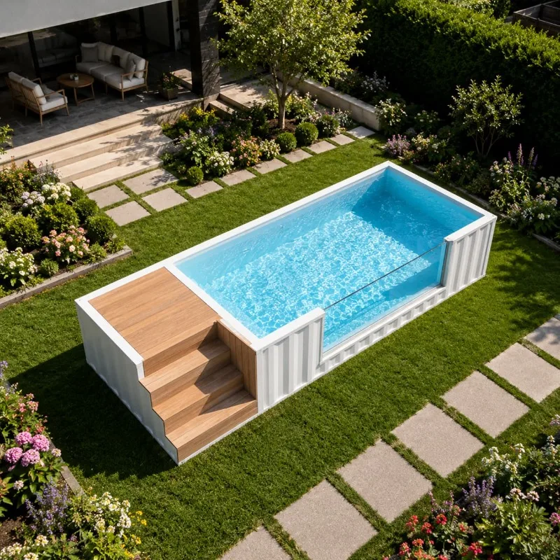 Modular Container Pool Prefab Pool with Window Filter Pump Customized Exterior Color Garden Courtyard Center