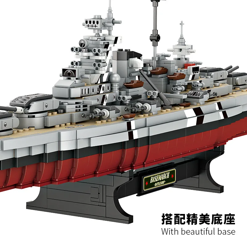 Ww2 German Army 2073PCS Bismarck Battleship Building Blocks Bricks Model Toys Collection Desktop Ornaments Boys Adult Gifts
