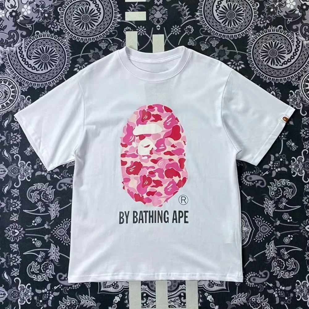 2025 Fashion Trendy Brand BAPE New Short-sleeved T-shirt for Men and Women Ape Head Printed Loose Cotton Luxury Kid Short Shirt