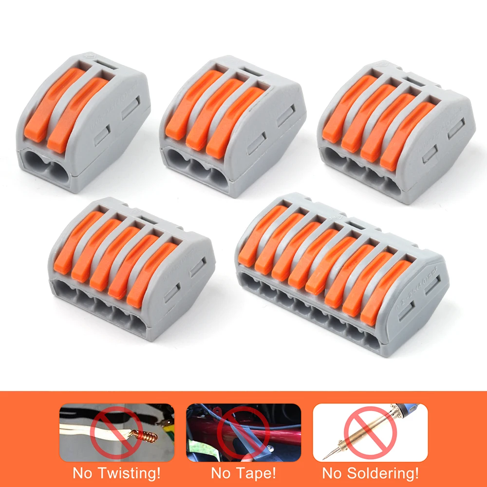 50PCS/Bag 41 Lever Quick Wire Cable Conductor Connector Universal 2/3/4/5/8 Port Clamp Push-in Wiring Terminal Home Appliances