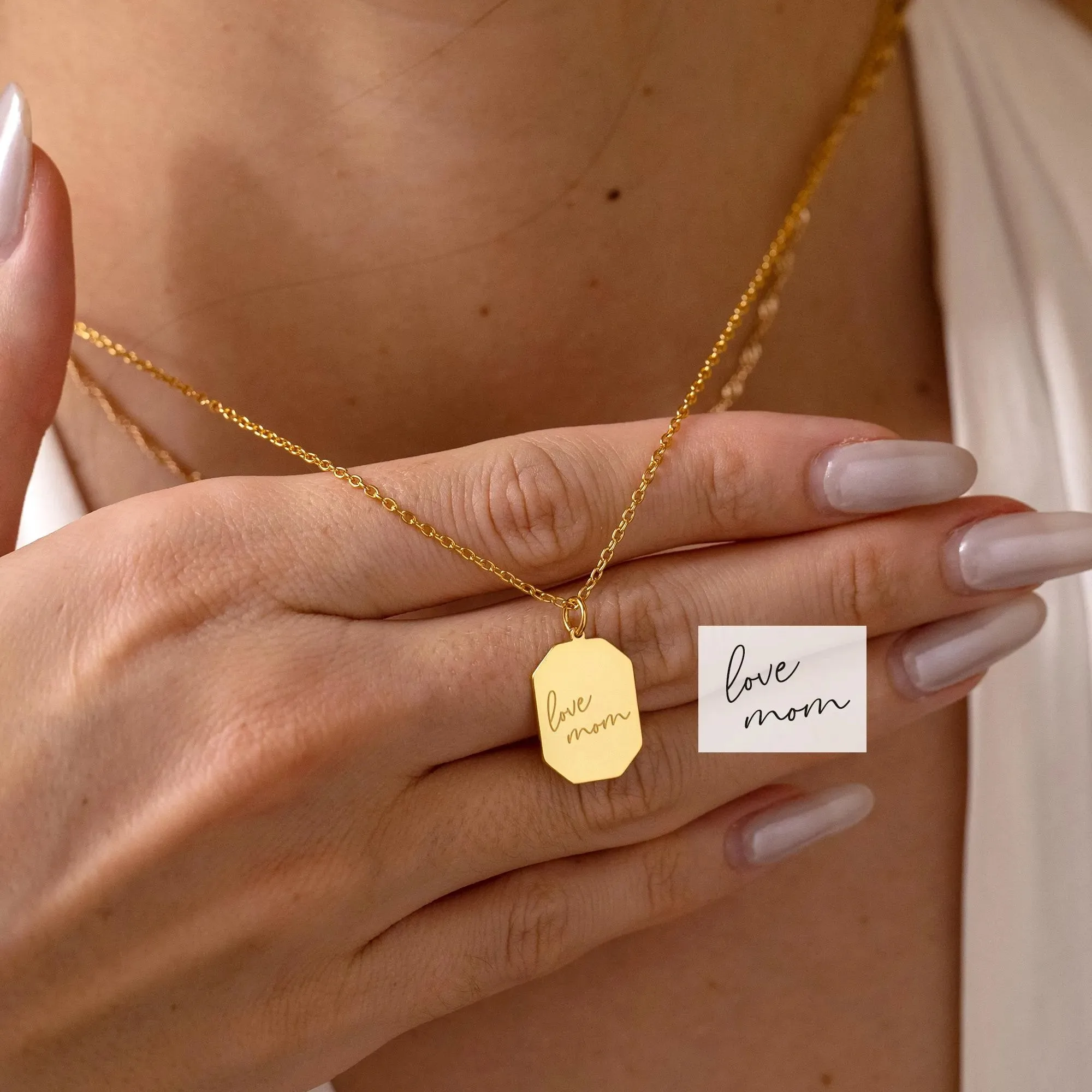 Custom Name Octagon Necklaces For Women Men Stainless Steel Customized Necklace Pendant Personalized Neck Chain Jewelry Gift