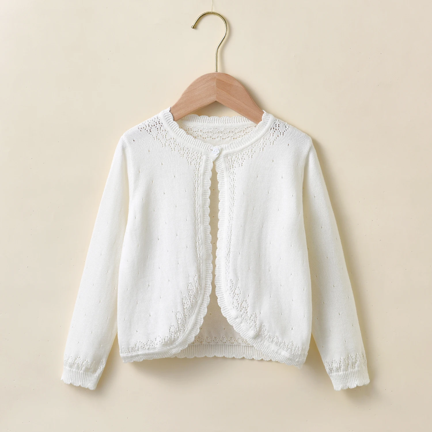 Children's clothing sweater, a buckle baby girl cardigan cotton shawl air -conditioned shirt out to take sunscreen cardigan