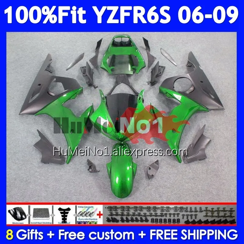 OEM Kit For YAMAHA YZF R6 S YZF R6S 06-09 362No.96 YZF-R6S YZFR6S 2006 2007 2008 2009 06 07 08 09 Green grey Injection Fairing