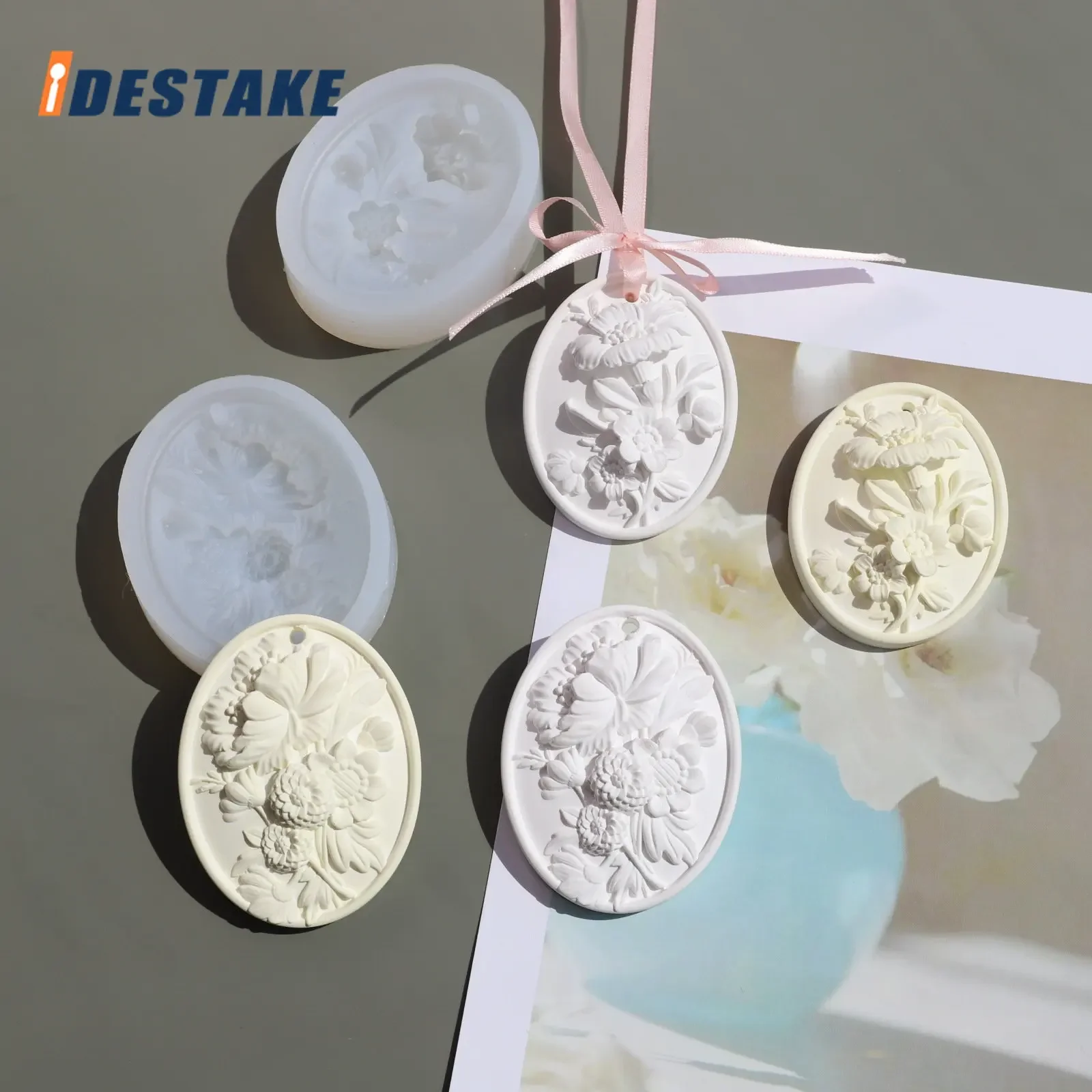 Flower Listing Silicone Mold DIY Aromatherapy Gypsum Car Wardrobe Wax Tablets Tool Fondant Chocolate Mold Soap Making Clay Molds