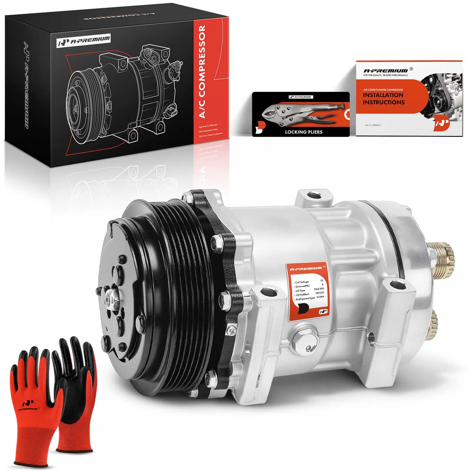 A-Premium AC Compressor with Clutch for International Harvester 4400 2003-2010 Freightliner
