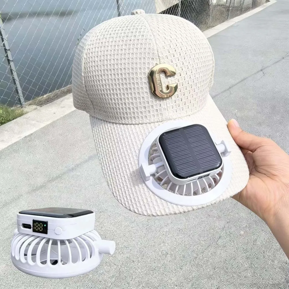 Portable Solar Powered Fan Baseball Cap Adjustable Long-lasting Rechargeable Fan Hat Lightweight Versatile