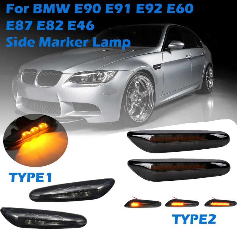 1Pair Dynamic Car LED Side Marker Lamp Sequential Blinker Turn Signal Light For BMW E90 E91 E92 E60 E87 E82 E46, Car Accessories