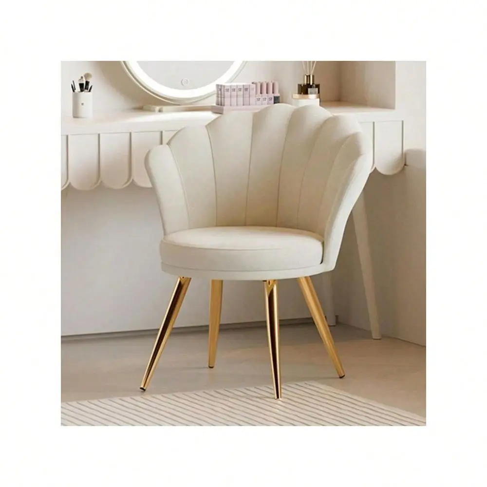 Velvet Accent Chair With Gold Metal Legs, Vanity Chair For Makeup Room, Upholstered Guest Chair For Living Room, Side Chair For