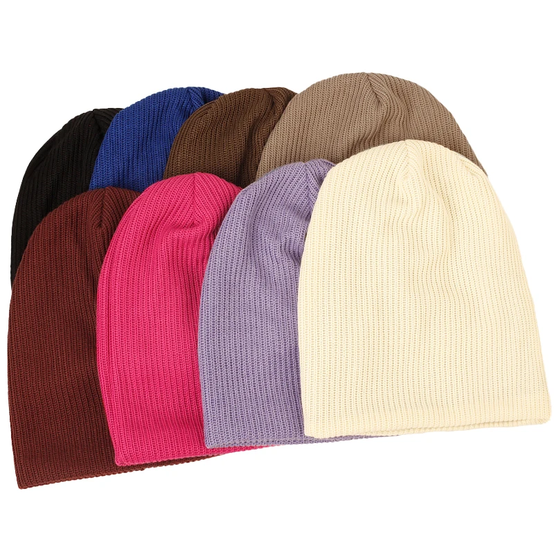 Geebro Autumn Winter Stripe Solid Beanies For Women Fashion Knitted Hats Casual Beanies Hip-Hop Slouch Warm Skullies Bonnet Cap