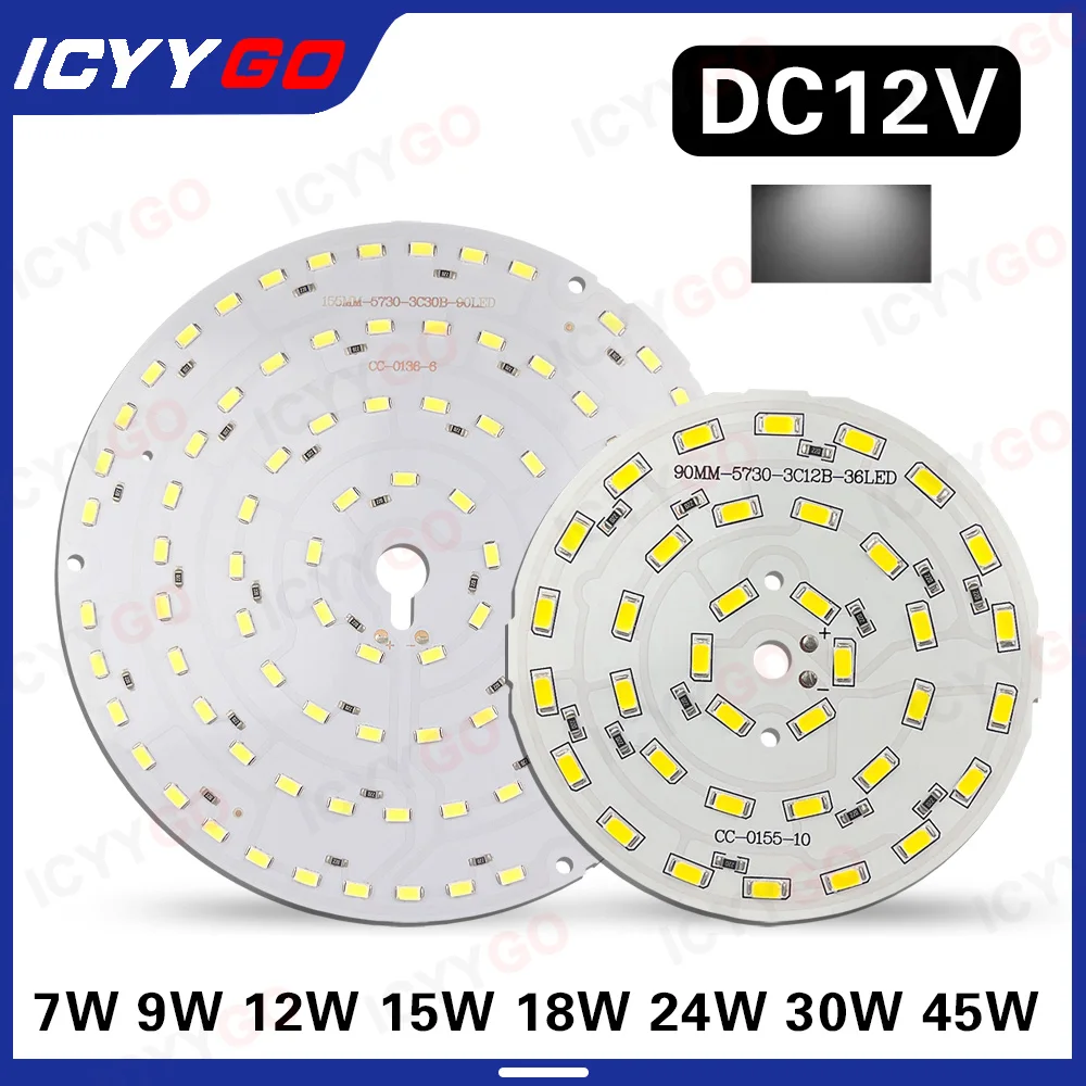 10-Piece DC12V LED 5W 7W 9W 12W 15W 18W 20W 30W 45W With SMD5730 Chip LED PCB Light Source With Solderable Wires LED Light Board