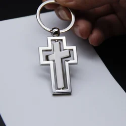 Popular Jewelry Pendant Alloy Keychain Cross Double Sided Rotation Fashion Gift