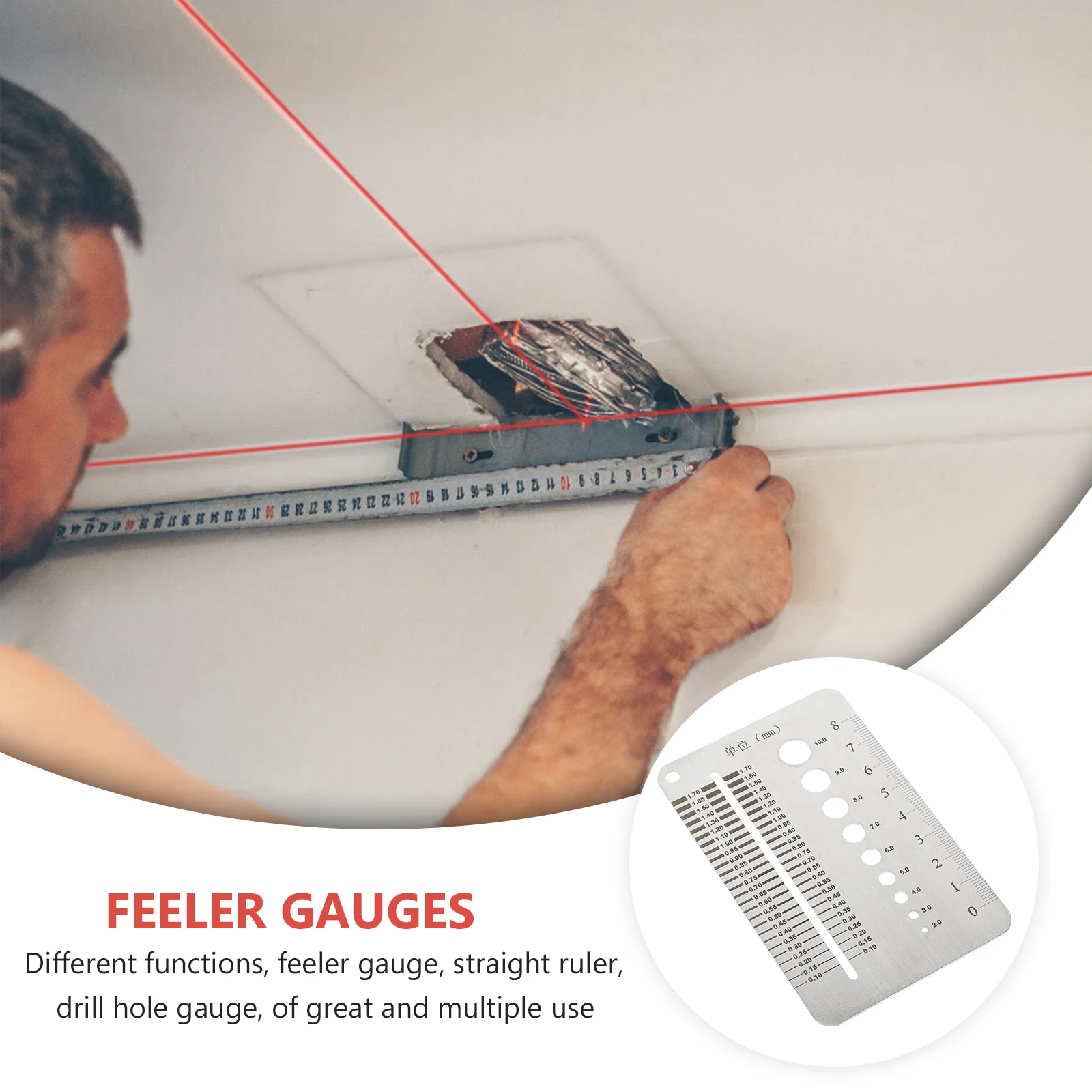 

Feeler Gauge Straight Ruler Clear Markings Gap Width Measuring Tool Drill Hole Gauge Thickness Measurement Set