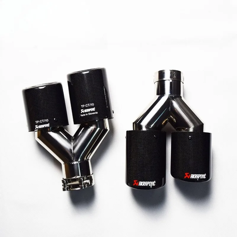 

Car modification exhaust pipe Scorpio AK carbon fiber tail throat double out stainless steel one out two tail nozzle universal