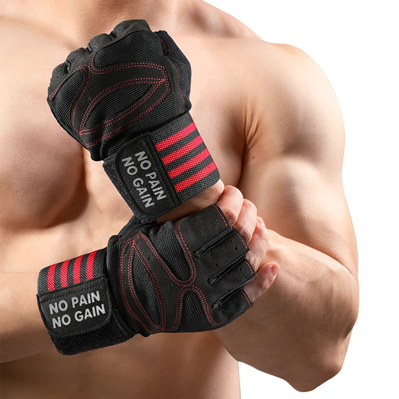 Half Finger Bodybuilding Gym Gloves Weightlifting Dumbbell Kettlebell Training Workout Fitness Wristband Gloves for Men Women