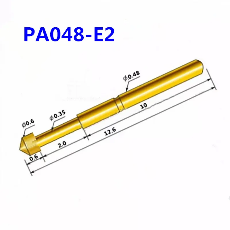 

100PCS/pack Gold Plated PA048-E2 Spring Test Probe Outer Diameter 0.48mm Total Length 12mm PCB Pogo Pin