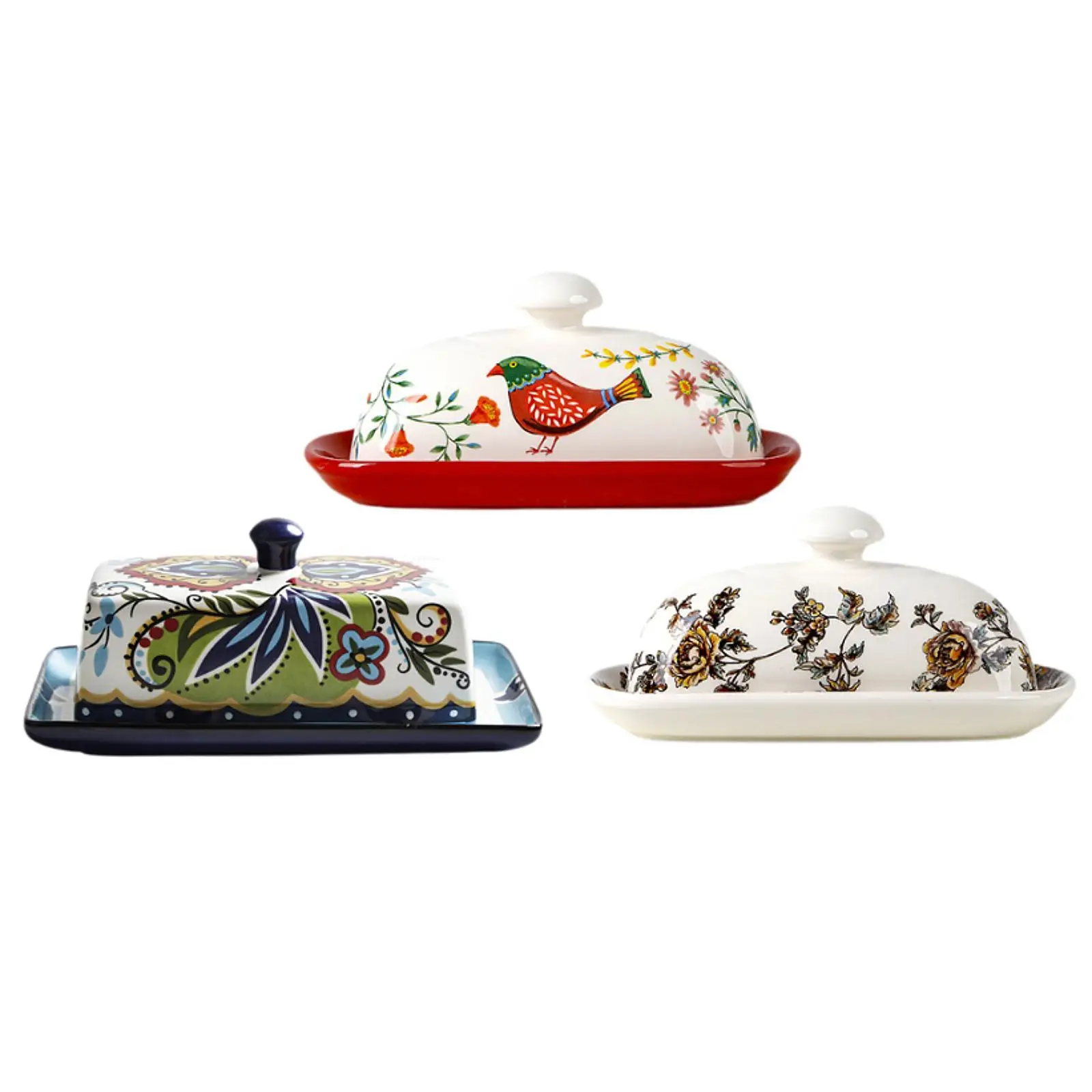 طبق زبدة الجبن مع غطاء لسطح بوفيه الثلاجة #1