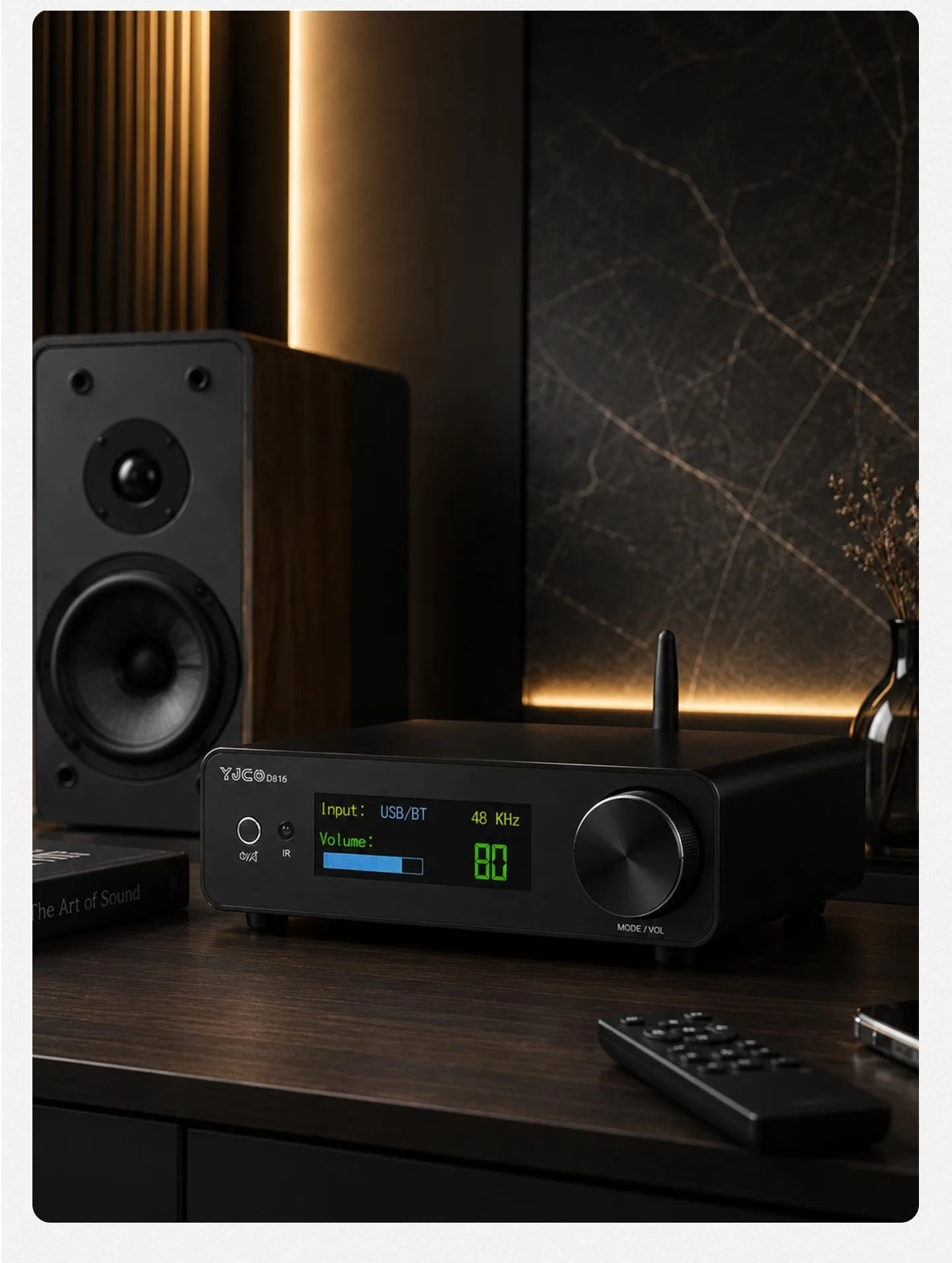 YJCO D816 High-Fidelity Digital HIFI Leistungsverstärker 300W*2 Bluetooth Verlustfreier Heim-Audio-Verstärker Galliumnitrid ACM8816 Chip – Detail 23