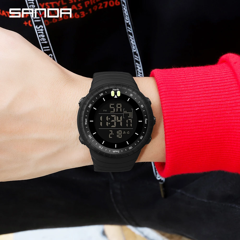 Fashion SANDA Brand Digital Watch Men Sport Watches Electronic LED Male Wrist For Clock Waterproof Wristwatch Outdoor Hours