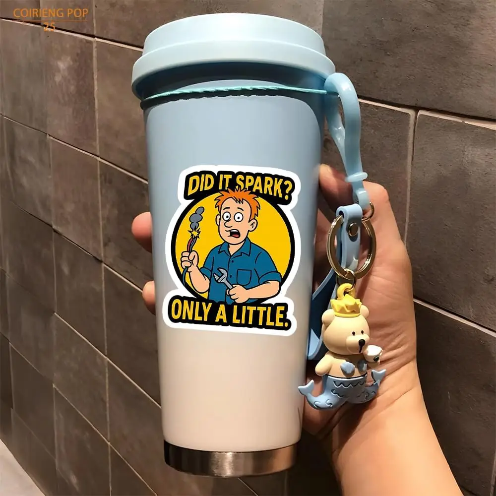 3 قطع من ملصقات الكهربائي المضحكة - هل قضيت شرارة؟ فقط قليلا. - شارات فينيل مقاومة للماء لصندوق الأدوات وأجهزة الكمبيوتر المحمولة وزجاجات المياه #5