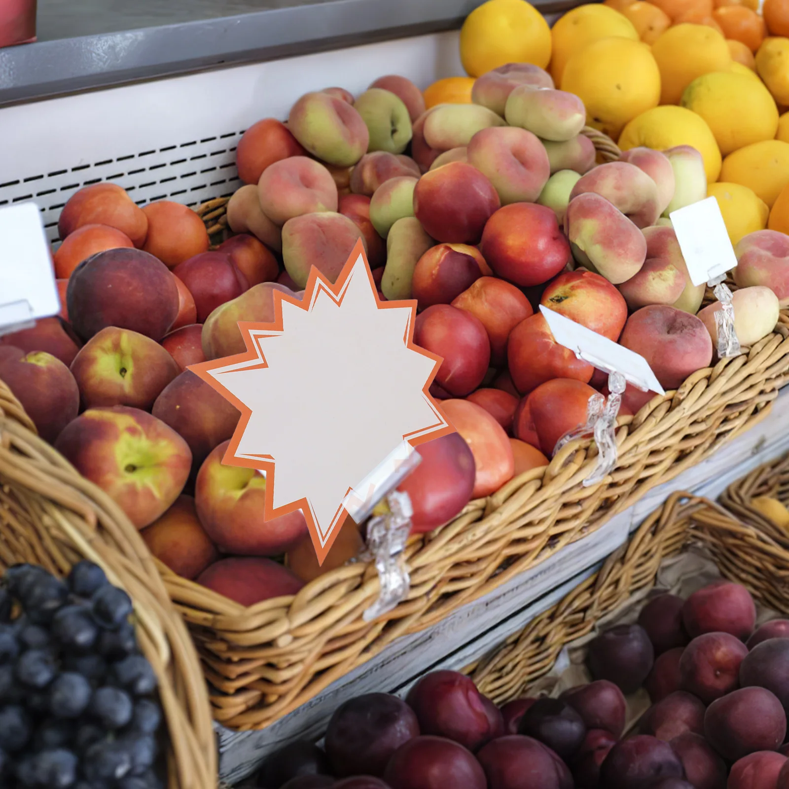 100 قطعة انفجار ستار ورقة عرض العلامات الأبيض بيع التجزئة علامات المرآب ساحة بيع الأسعار علامات الأسعار تسميات متجر بيع بالتجزئة