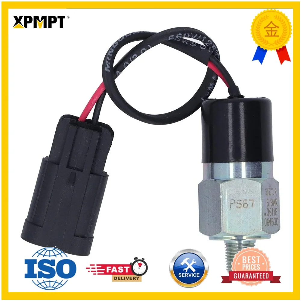 Pressure Switch Replacement for LIUGONG Excavator, Excavator Pressure Sensor with Standard Interface, Metal Pressure Transducer
